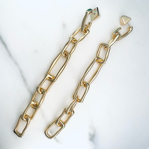 Alexis Bittar Jewelry - Alexis Bittar Long Chain Link Post Earrings Gold